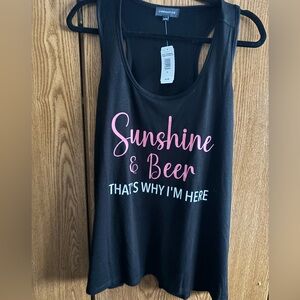 Black Tank Top with Pink and White Text